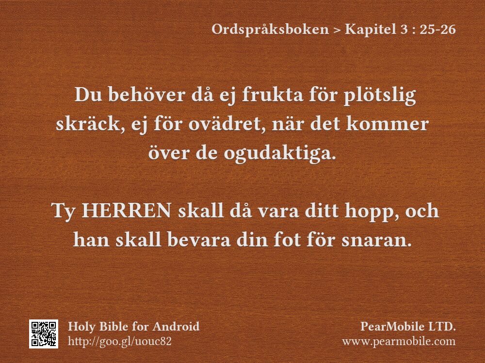 Ordspråksboken, Kapitel 3:25-26